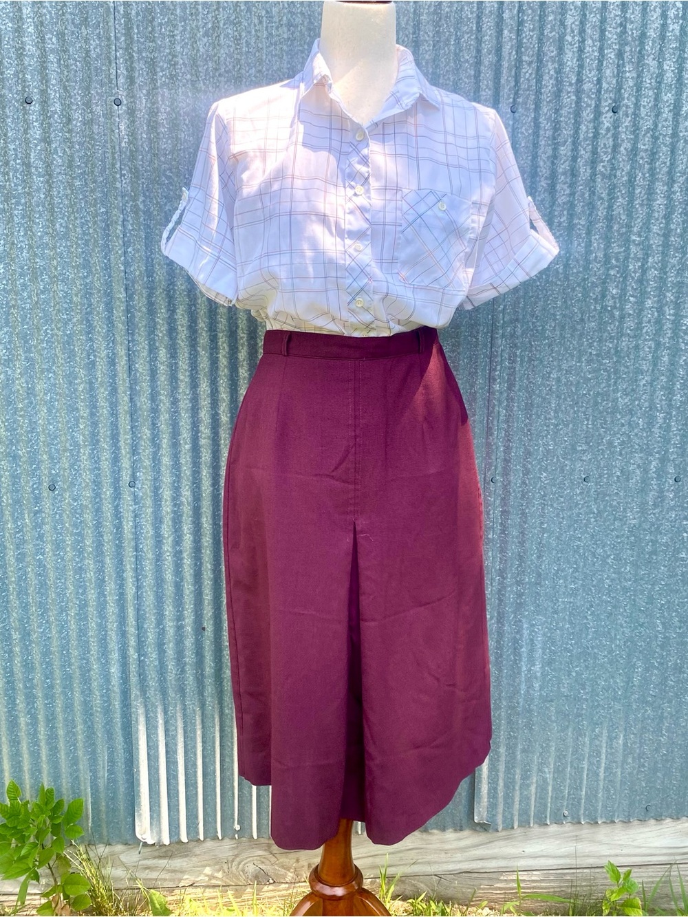 Vintage 80’s Shapely Short Sleeve Button Down Plaid Shirt Size 14 Large